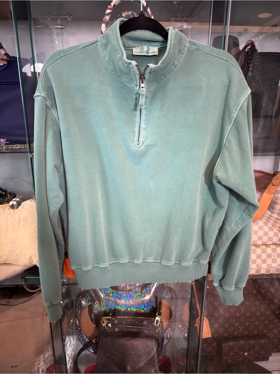 Zenana Outfitters Tops - Zenana Outfitters Seafoam Green Half-Zip Pullover Sweatshirt